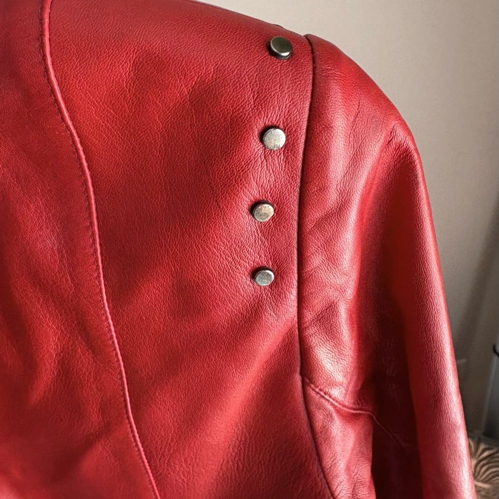 Cache Red Leather Jacket with Studs - image 12